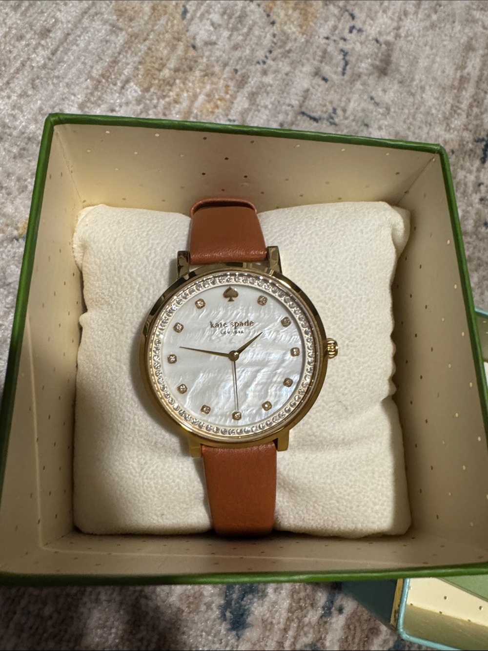 EEUC kate spade Gold-Tone Watch w/ Mother-of-Pearl Dial and Brown Strap Monterey